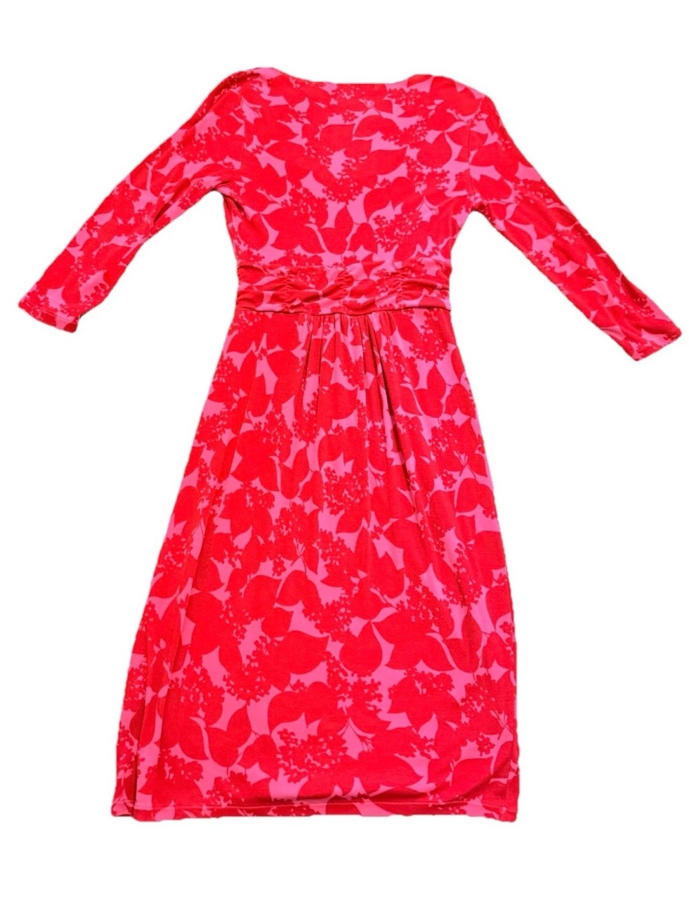 EUC Boden US 4L Pink & Red Floral Midi Long Sleeve Dress